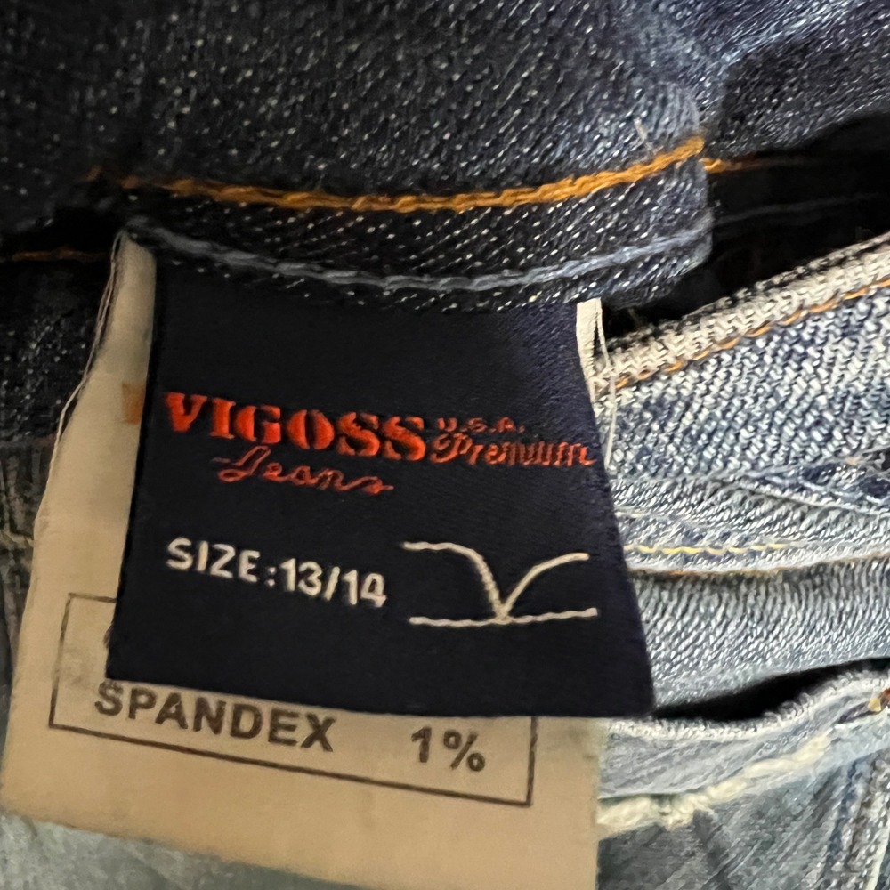 Vigoss USA Premium Denim Mid Rise Dark Wash Bootcut Jeans Juniors Size 13/14 Y2K - Picture 7 of 9